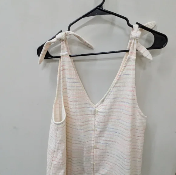 LOFT Bow Strap Button Dress.  Cream Sleeveless Mini.. - Picture 5 of 7